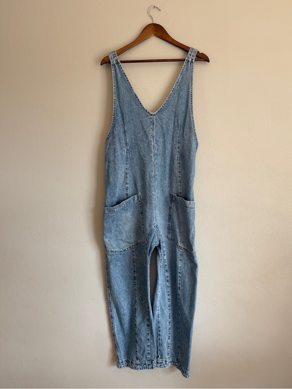 We The Free Light Blue Denim Overalls Jumper